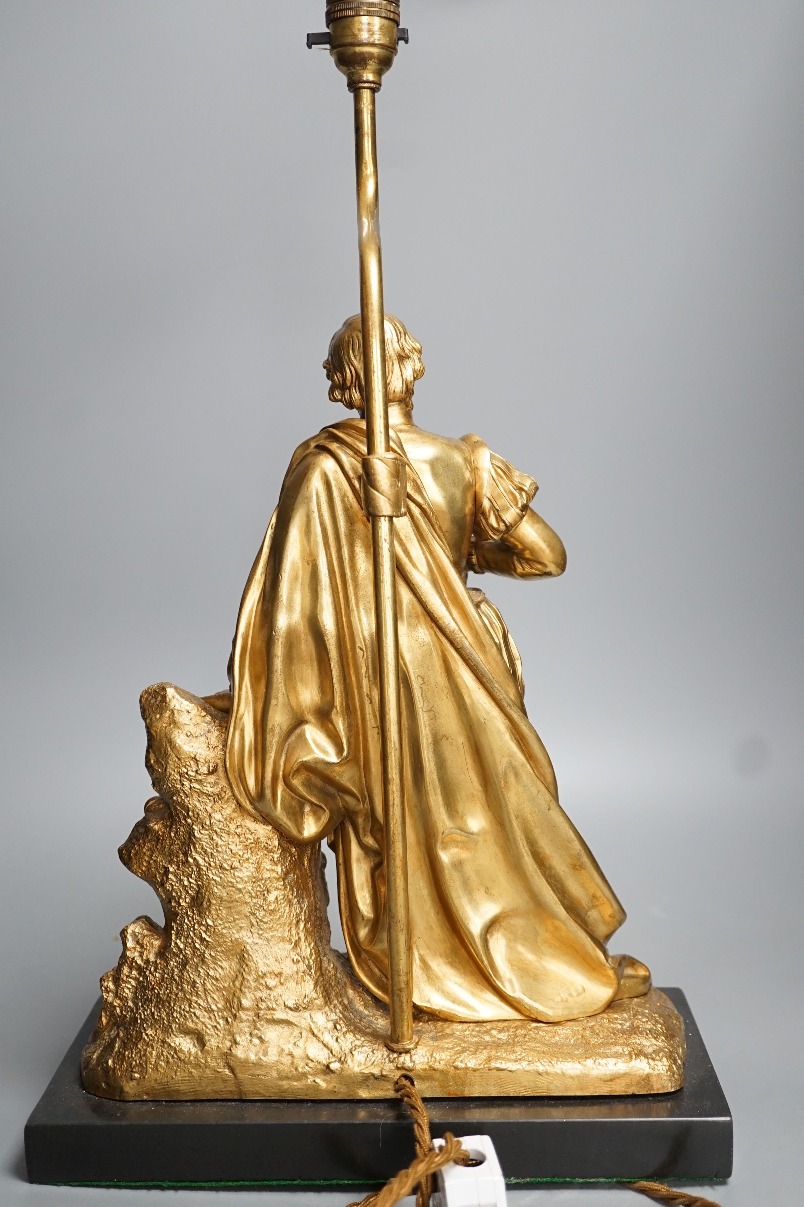 An ormolu figural lamp base depicting Luis de Camões - 51cm high